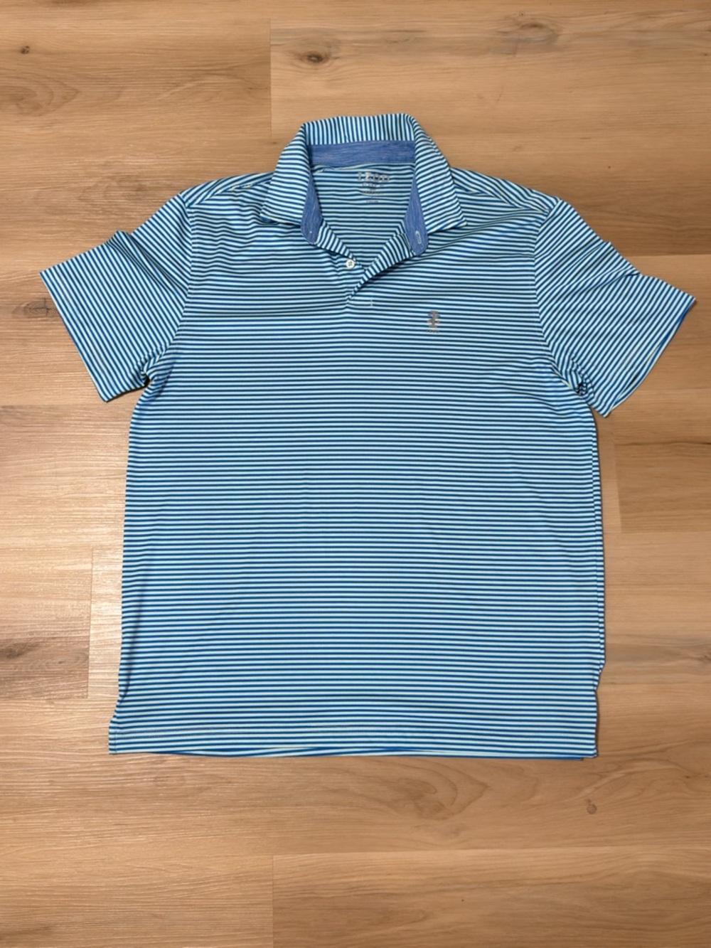 Men's Izod Golf  Stretch Polo Large Blue & White Stripe Shirt